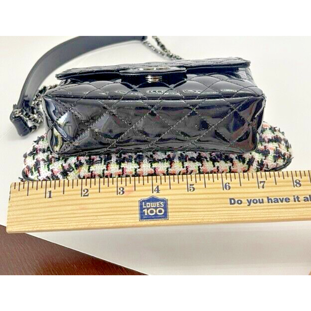 Chanel TWIN Exclusive Edition Patent Black &Tweed Mini Kiss Lock Flap Double Bag - Picture 10 of 14